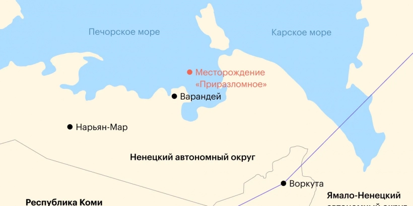 расположение платформы, на шельфе Карского моря