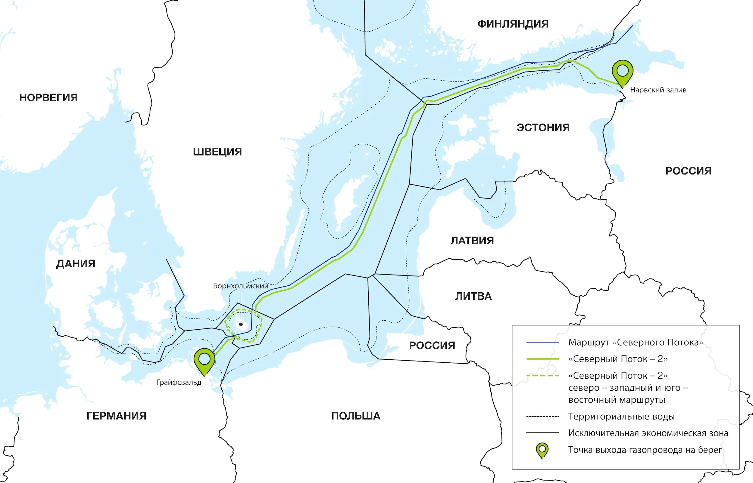 Схема трубопровода «Северный поток-2»